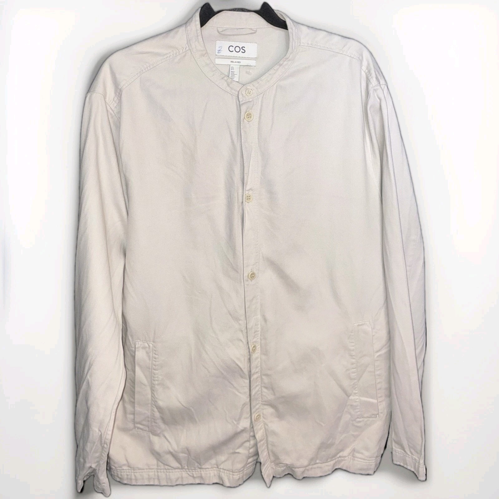 Cos Shacket Large Mens Tan Cotton Lyocell Linen Blend Lightweight Minimal Shirt